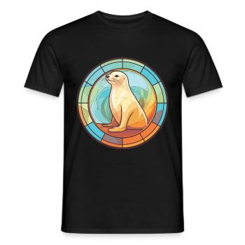 Seelöwe Bunte Aquarell-Tierillustration - Männer T-Shirt - Schwarz - Vorne - AI Model Male 178 light (178cm)