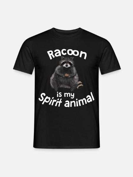 Racoon is my Spirit Animal - Waschbär weiß - Männer T-Shirt - Schwarz