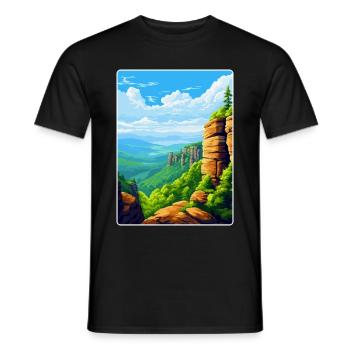 Elbe Sandstone Mountains Germany Travel Poster WPA - Men's T-Shirt - black - Front - AI Model Male 178 light (178cm)