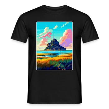Mont Saint Michel Frankreich Vintage Reiseposter WPA - Männer T-Shirt - Schwarz - Vorne - AI Model Male 178 light (178cm)