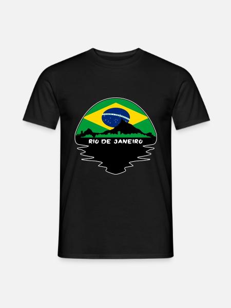 Rio De Janeiro Brasilien Flagge Skyline Silhouette Trav - Männer T-Shirt - Schwarz