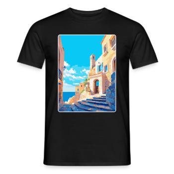 Rhodes Grèce Vintage Voyage Poster WPA Souvenir - T-shirt homme - noir - Devant - AI Model Male 178 light (178cm)