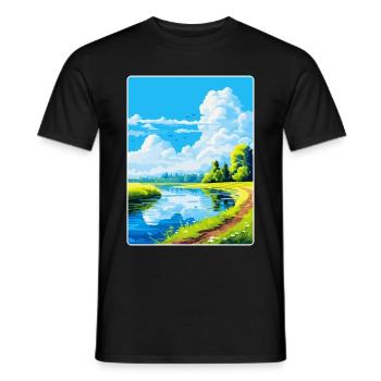 Donau Auen Deutschland Vintage Reiseplakat Souvenir - Männer T-Shirt - Schwarz - Vorne - AI Model Male 178 light (178cm)