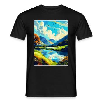 Lake District England Uk Vintage Travel Poster WPA - Men's T-Shirt - black - Front - AI Model Male 178 light (178cm)
