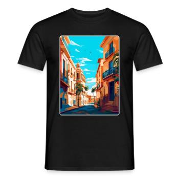 Valencia Spanien Vintage Reiseplakat Souvenir WPA - Männer T-Shirt - Schwarz - Vorne - AI Model Male 178 light (178cm)