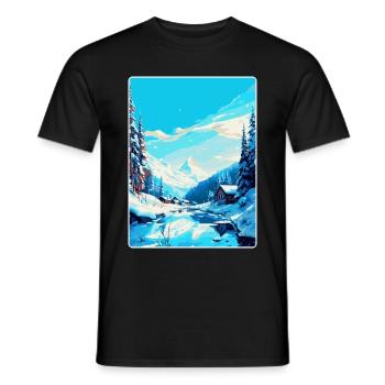 Val D Isère France Affiche de voyage vintage souvenir - T-shirt homme - noir - Devant - AI Model Male 178 light (178cm)