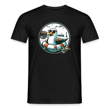 Mouette dans une bouée de sauvetage - T-shirt homme - noir - Devant - AI Model Male 178 light (178cm)