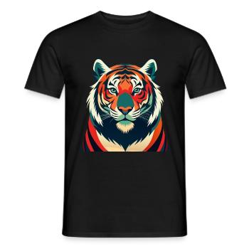 Tiger Cartoon Figur Buntes Haustier Tier - Männer T-Shirt - Schwarz - Vorne - AI Model Male 178 light (178cm)