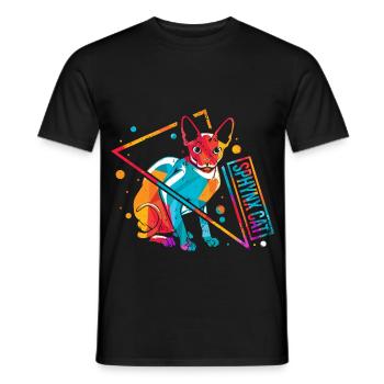 Sphynx Sphinx Katze Retro - Männer T-Shirt - Schwarz - Vorne - AI Model Male 178 light (178cm)