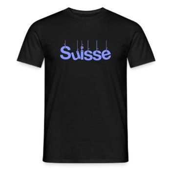 SUISSE. HUMOUR. PAYS. DRAPEAU. GENEVE. LAUSANNE - T-shirt homme - noir - Devant - AI Model Male 178 light (178cm)