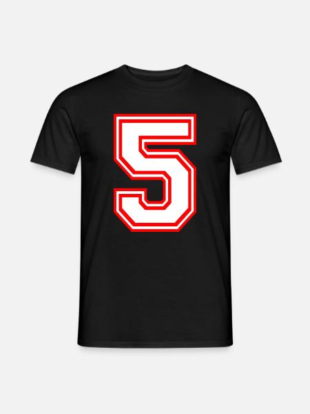 GLÜCKSZAHL FÜNF 5 NUMMER LUCKY NUMBER SPORT RUGBY - Männer T-Shirt - Schwarz