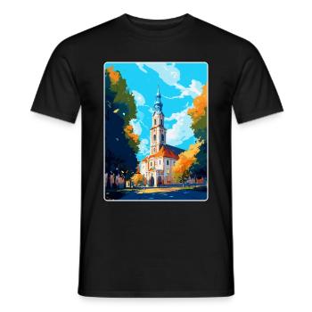 Bialystok Polen Vintage Reiseposter Wandkunst - Männer T-Shirt - Schwarz - Vorne - AI Model Male 178 light (178cm)