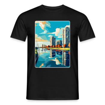 Souvenir de l’affiche de voyage vintage Almere Pays-Bas - T-shirt homme - noir - Devant - AI Model Male 178 light (178cm)