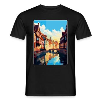Colmar France Vintage Travel Poster WPA Souvenir - Men's T-Shirt - black - Front - AI Model Male 178 light (178cm)