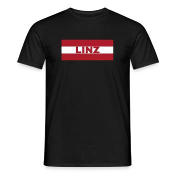 La ville de Linz sous pavillon autrichien - T-shirt homme - noir - Devant - AI Model Male 178 light (178cm)