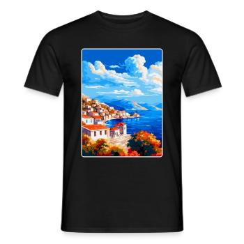 Hydra Greece Vintage Travel Poster WPA Souvenir - Men's T-Shirt - black - Front - AI Model Male 178 light (178cm)