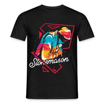 Kantiger Steinmetz Polygonmauerwerk - Männer T-Shirt - Schwarz - Vorne - AI Model Male 178 light (178cm)