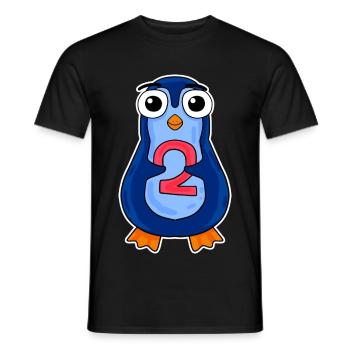 penguin 2 jahre alt - Zwei - Nummer 2 - 2 Klasse - Männer T-Shirt - Schwarz - Vorne - AI Model Male 178 light (178cm)