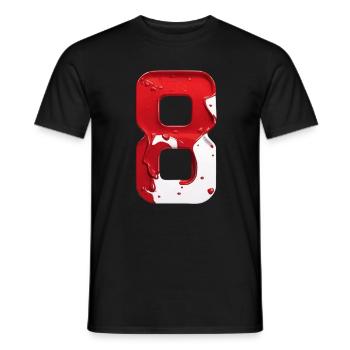 NR. 8 NUMMER 8 ROT WEIß 8. GEBURTSTAG - Männer T-Shirt - Schwarz - Vorne - AI Model Male 178 light (178cm)