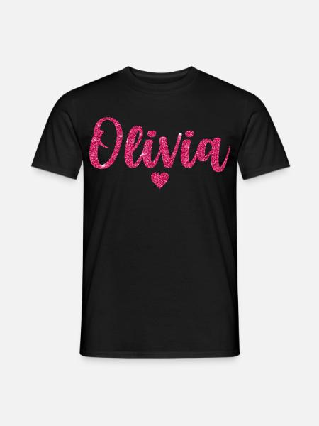 Olivia Herz Pink - Männer T-Shirt - Schwarz