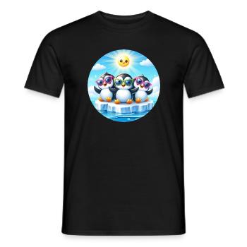 Funny Penguins 2 - Men's T-Shirt - black - Front - AI Model Male 178 light (178cm)