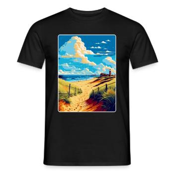 Suffolk Coast Vintage Travel Poster Souvenir WPA - Men's T-Shirt - black - Front - AI Model Male 178 light (178cm)