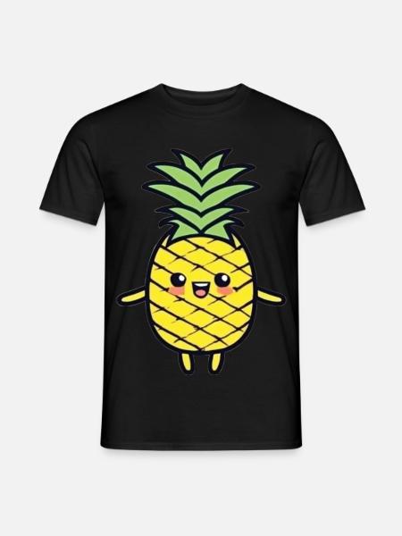 Cheerful Pineapple Cartoon Charm - Men's T-Shirt - black