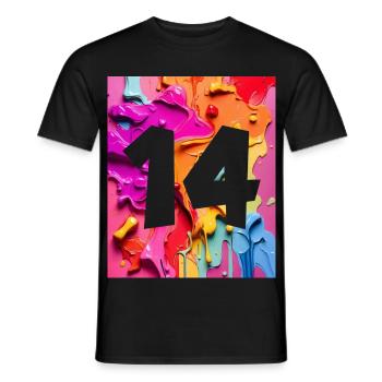 NR. 14 NUMMER 14 BUNT 14. GEBURTSTAG - Männer T-Shirt - Schwarz - Vorne - AI Model Male 178 light (178cm)
