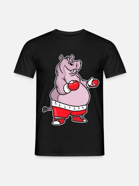 Schlagfertiges Nilpferd Boxring - Männer T-Shirt - Schwarz