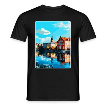 Eskilstuna Suède Affiche de voyage vintage souvenir - T-shirt homme - noir - Devant - AI Model Male 178 light (178cm)