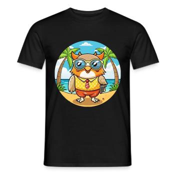 Eule Lustige Cartoon Sommer Strand Sonnenbrille - Männer T-Shirt - Schwarz - Vorne - AI Model Male 178 light (178cm)