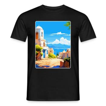 Kos Griechenland Vintage Reise Poster Souvenir Souvenir - Männer T-Shirt - Schwarz - Vorne - AI Model Male 178 light (178cm)