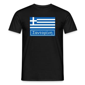 Santorini Written in Greek - Men's T-Shirt - black - Front - AI Model Male 178 light (178cm)