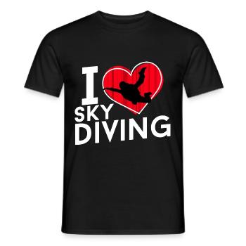 I love Sky Diving - Herz mit Fallschirmspringer - Männer T-Shirt - Schwarz - Vorne - AI Model Male 178 light (178cm)