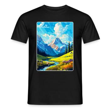 Berge Polen Vintage Reise Poster WPA - Männer T-Shirt - Schwarz - Vorne - AI Model Male 178 light (178cm)