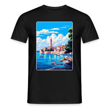 Porec Kroatien Vintage Reiseposter WPA Souvenir - Männer T-Shirt - Schwarz - Vorne - AI Model Male 178 light (178cm)