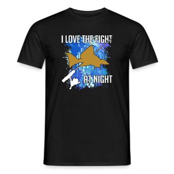 Waller catfish silhouette fishing rod and splashes of colour - Men's T-Shirt - black - Front - AI Model Male 178 light (178cm)
