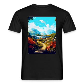 Eden Project England Uk Travel Poster Souvenir WPA - Men's T-Shirt - black - Front - AI Model Male 178 light (178cm)