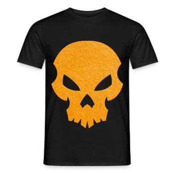 Oranger Totenkopf Silhouette mit Textur - Männer T-Shirt - Schwarz - Vorne - AI Model Male 178 light (178cm)