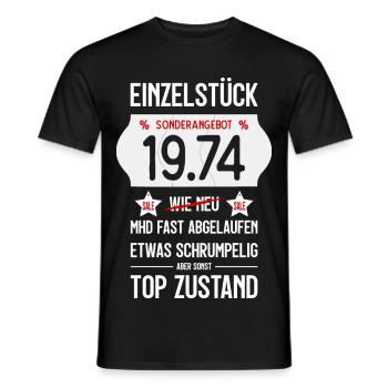 52. GEBURTSTAG 1974 EINZELSTÜCK PREISSCHILD - Männer T-Shirt - Schwarz - Vorne - AI Model Male 178 light (178cm)