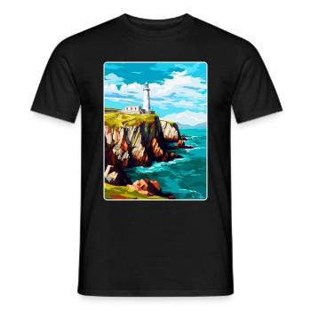 South Stack Cliffs Anglesey Vintage Reiseposter - Männer T-Shirt - Schwarz - Vorne - AI Model Male 178 light (178cm)