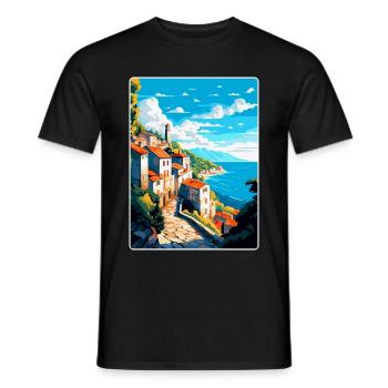 Ston Kroatien Vintage Reiseposter WPA Souvenir - Männer T-Shirt - Schwarz - Vorne - AI Model Male 178 light (178cm)
