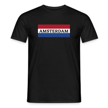 Amsterdam City in Dutch Flag - Men's T-Shirt - black - Front - AI Model Male 178 light (178cm)