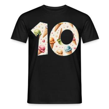 EISCREME NUMMER 10 JAHRE EIS 10. GEBURTSTAG - Männer T-Shirt - Schwarz - Vorne - AI Model Male 178 light (178cm)
