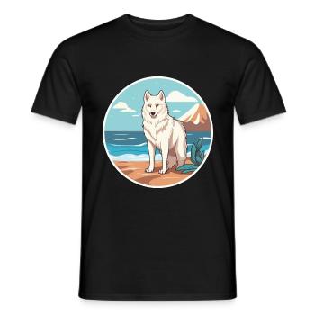 Arktischer Wolf Aquarell Cartoon Kawaii Clipart Haustier - Männer T-Shirt - Schwarz - Vorne - AI Model Male 178 light (178cm)