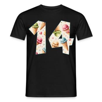 EISCREME NUMMER 14 JAHRE EIS 14. GEBURTSTAG - Männer T-Shirt - Schwarz - Vorne - AI Model Male 178 light (178cm)