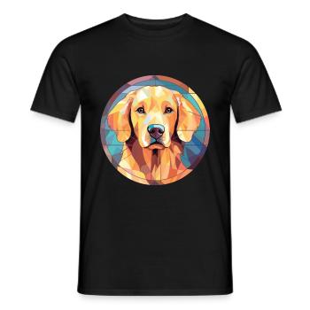 Deutsche Spitz Hunderasse Aquarell Illustration - Männer T-Shirt - Schwarz - Vorne - AI Model Male 178 light (178cm)