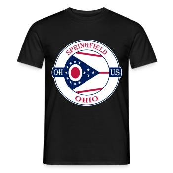 Springfield Ohio Flagge USA Reise Souvenir Abzeichen - Männer T-Shirt - Schwarz - Vorne - AI Model Male 178 light (178cm)