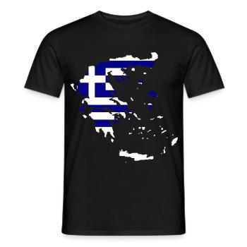 Greece Flag Map - Men's T-Shirt - black - Front - AI Model Male 178 light (178cm)