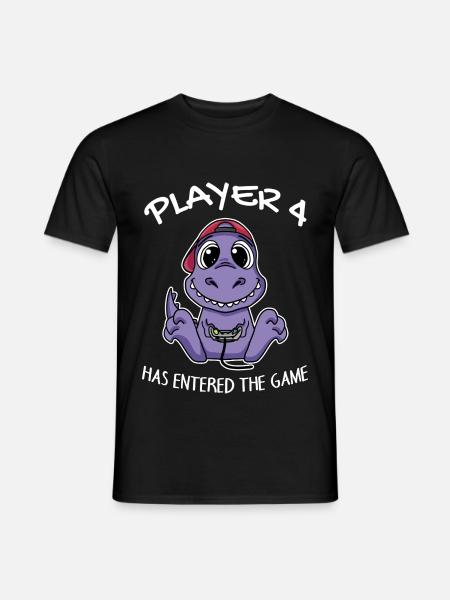 Viertes Baby Spieler 4 Kind Baby Dinosaurier - Männer T-Shirt - Schwarz